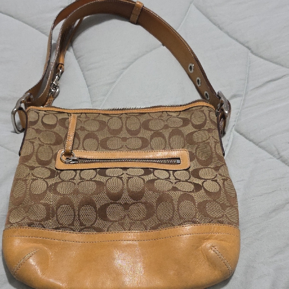 Coach Brown and Tan Shoulder Bag
